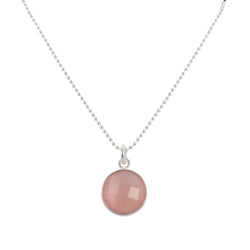 Round Gemstone Drop Necklace in Sterling Silver