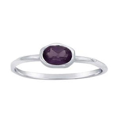 Amethyst Ring in Sterling Silver, Minimalist, Spirituality, Calmness, Protection