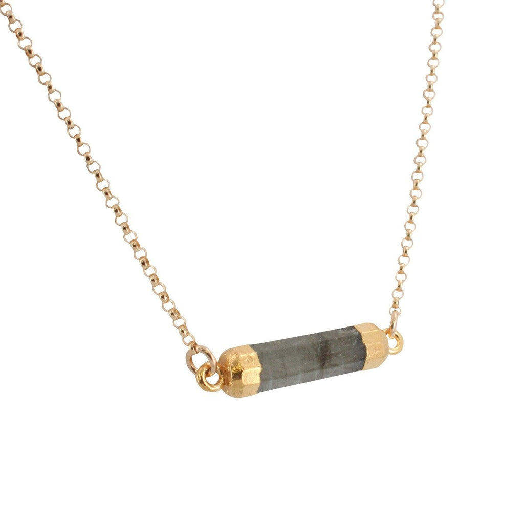 As seen on Pretty Little Liars - Gold Labradorite Bar Necklace