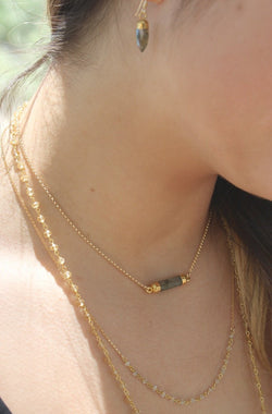 As seen on Pretty Little Liars - Gold Labradorite Bar Necklace