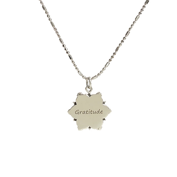 Gratitude Mandala Affirmation Double Sided Necklace in Sterling Silver