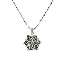 Gratitude Mandala Affirmation Double Sided Necklace in Sterling Silver