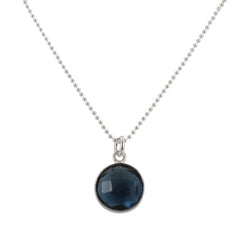 Round Gemstone Drop Necklace in Sterling Silver