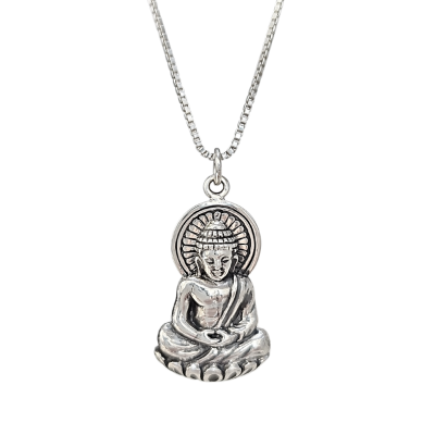 Calm Buddha Pendant Necklace in Sterling Silver - Calm Buddha | NOVICA