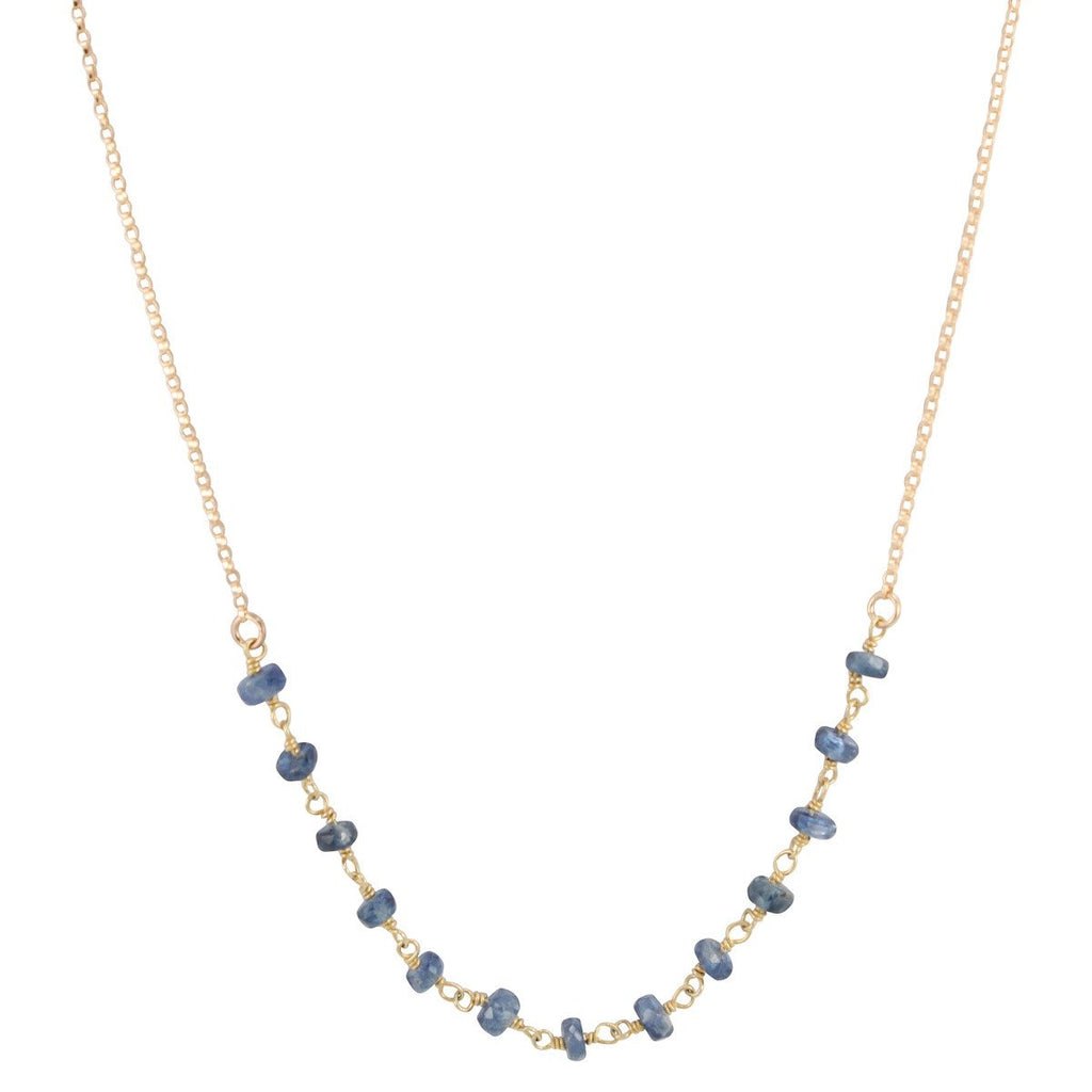 Delicate 4mm Kyanite Gemstone Necklace on Gold Filled Chain