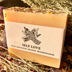 Self Love Goat's Milk Soap - 4oz, Rose Geranium, Orange, and Frankincense